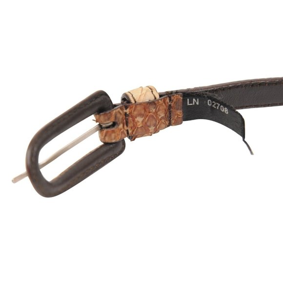 Prada Womens Vintage Python Skinny Belt 85 Brown Tan Exotic Leather Waist Strap - Picture 8 of 10